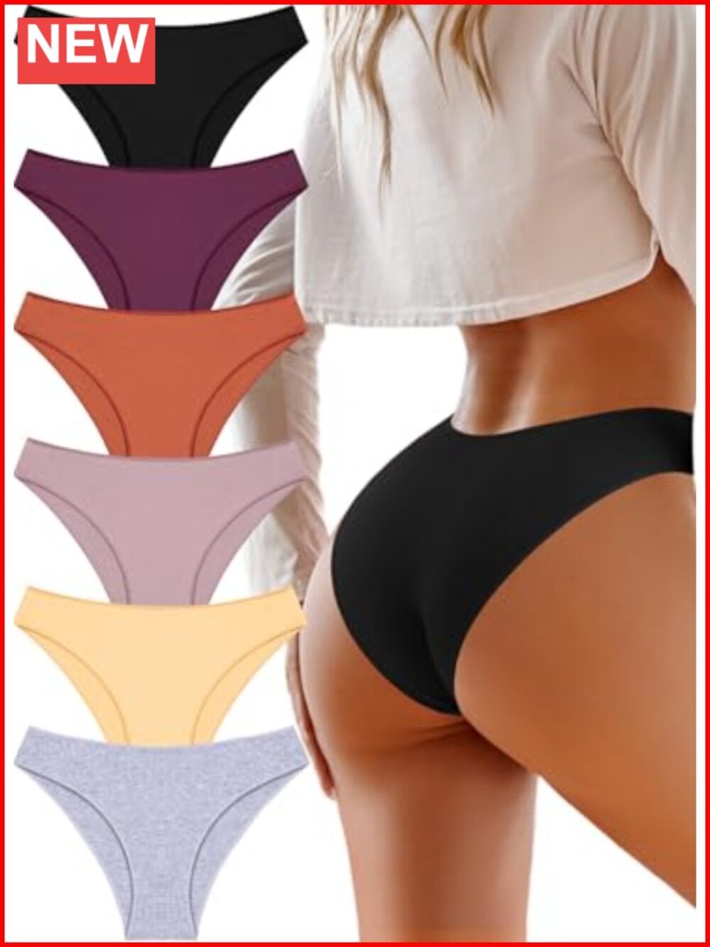 Cotton Cheeky Bikini Panties Low Rise Lingerie 6 Pack